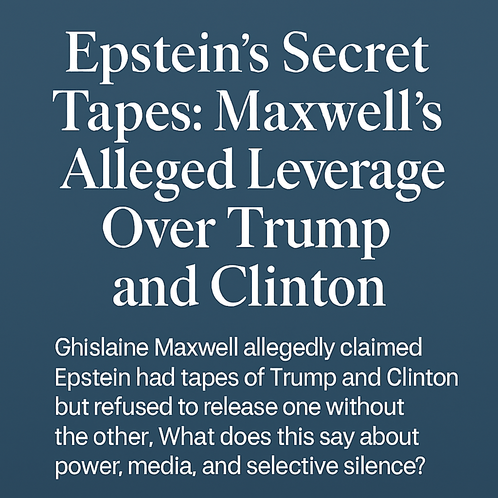 This image highlights the alleged existence of Epstein’s secret tapes and Ghislaine Maxwell’s leverage over Trump and Clinton, setting the tone for a post about media suppression, political power, and selective silence.